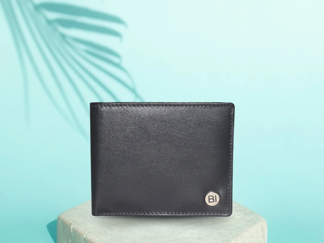 Jacob Men’ Leather wallet Black - BIMW133
