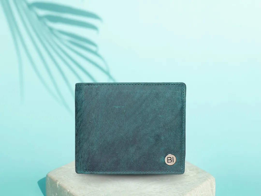 Luca Men’s leather wallet Turquoise - BIMW138