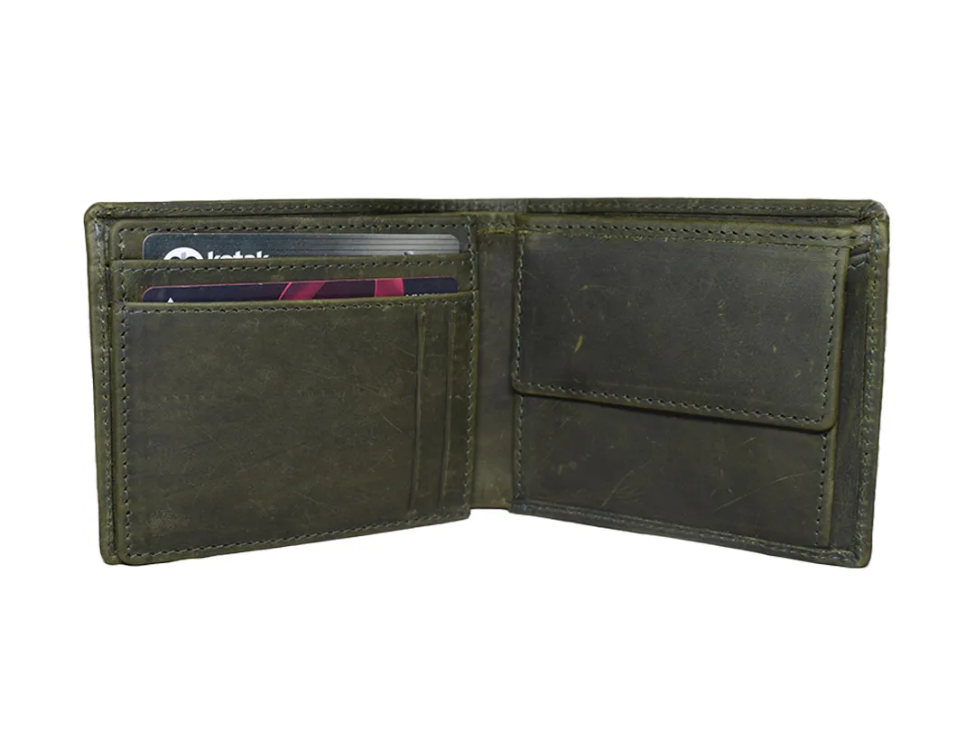 Isac Men’s Leather Wallet Olive Green - BIMW141