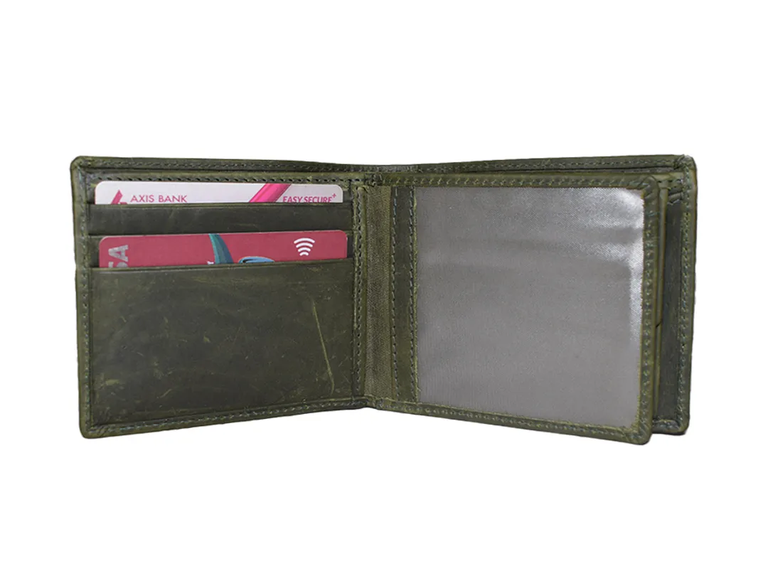 Isac Men’s Leather Wallet Olive Green - BIMW141