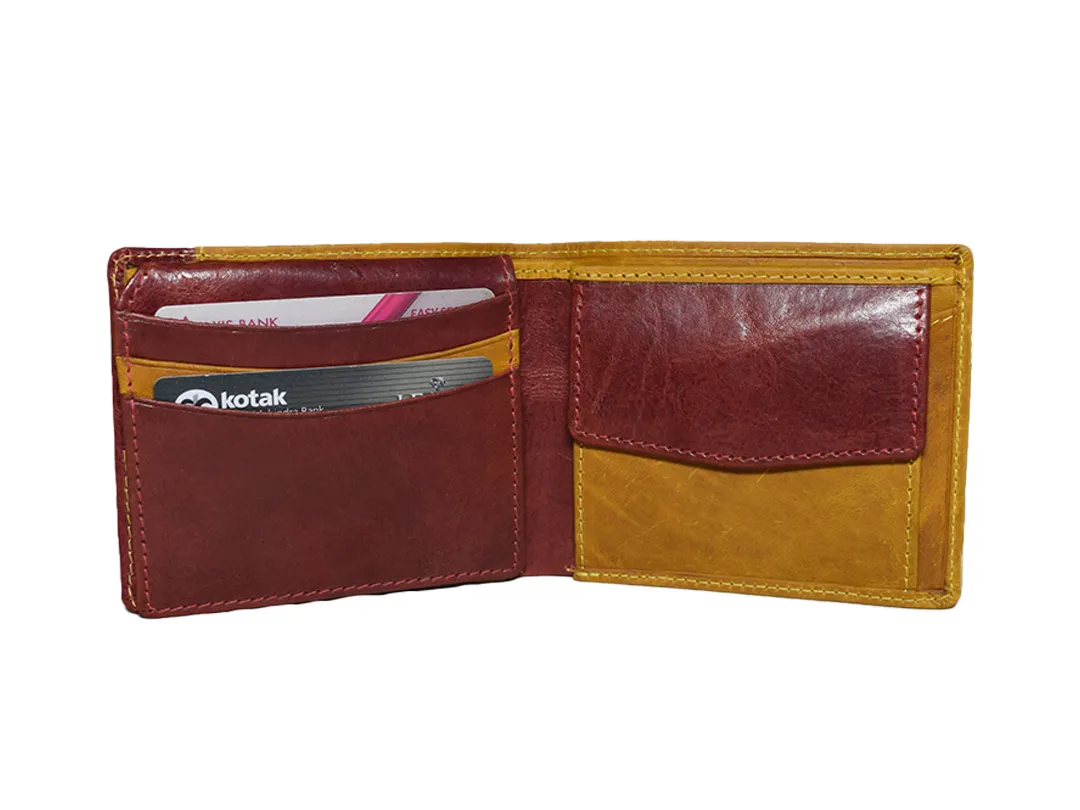 William Men’s Leather Wallet Cherry & Yellow - BIMW161