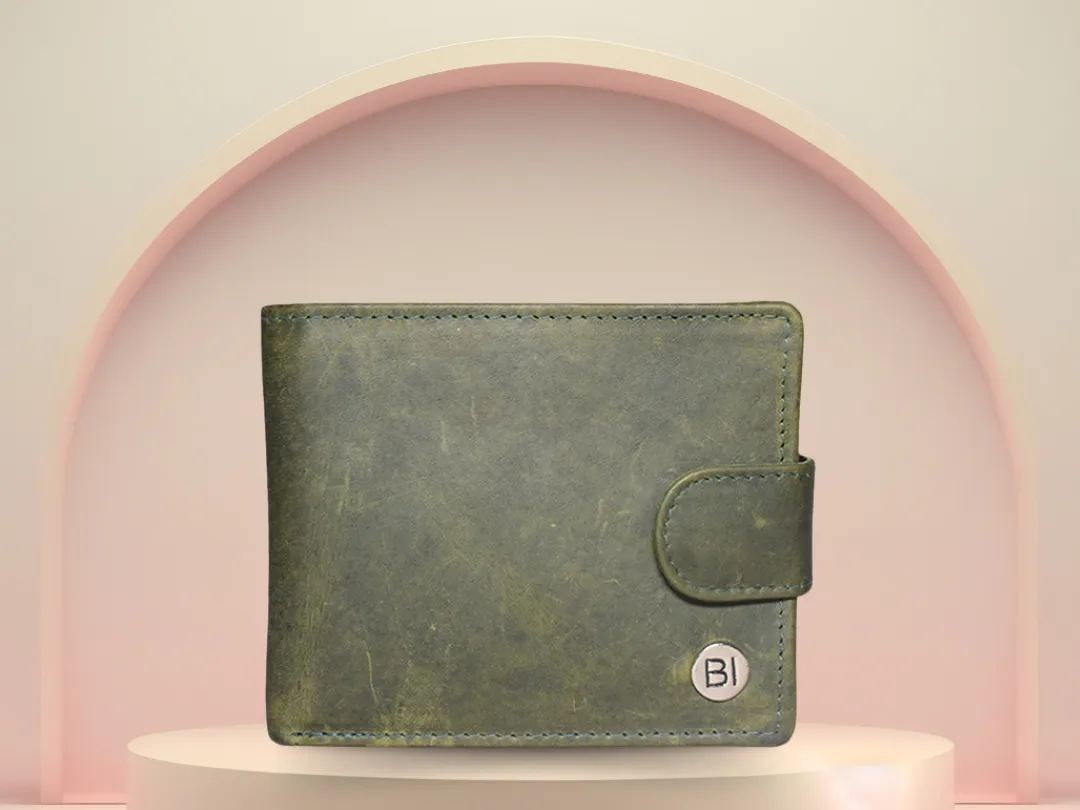 Joshua Men’s Leather Wallet Olive Green - BIMW165