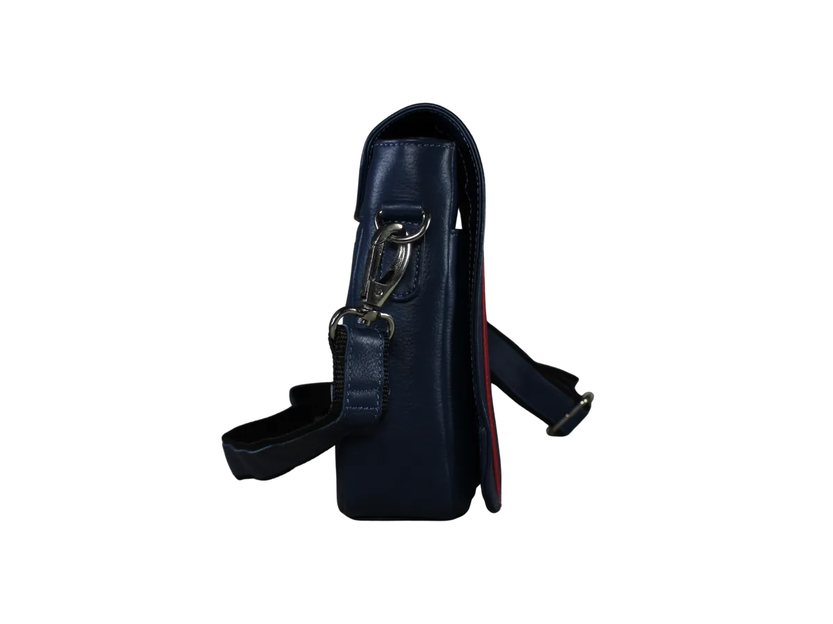 Emiliano Mens Cross Body Leather Bags Navy Blue - BIMB3005