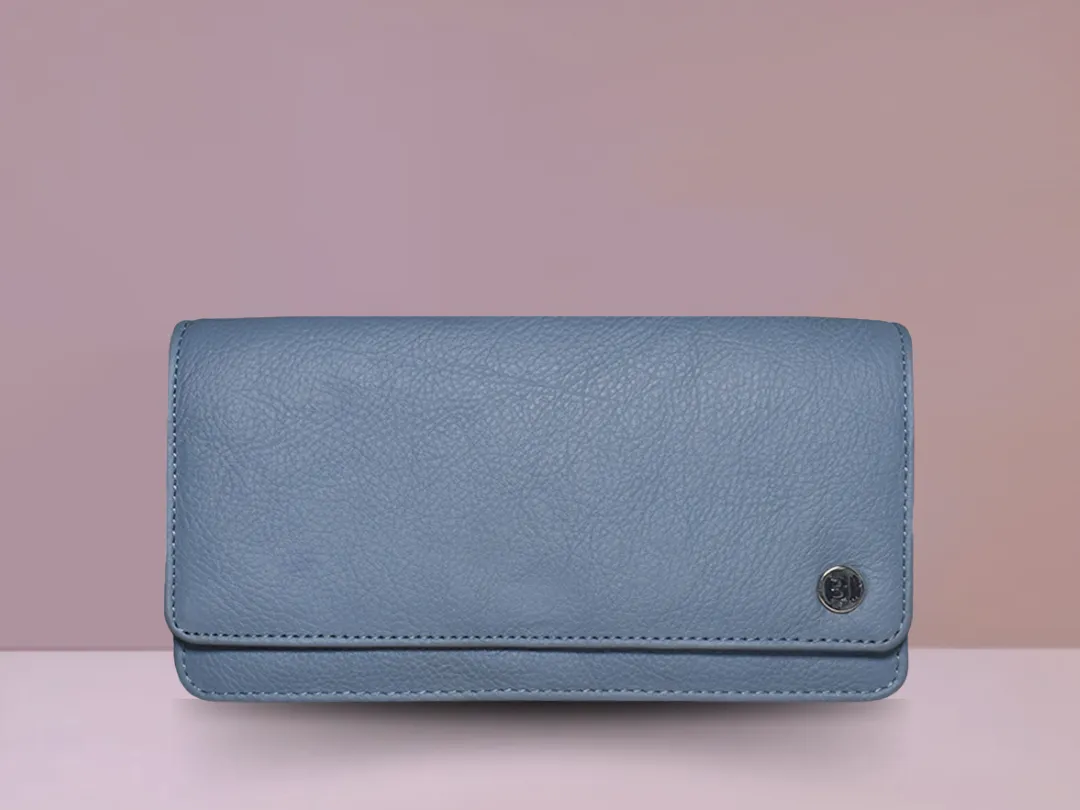 Isabelle Women's Leather Wallet Light Blue - BIWW184