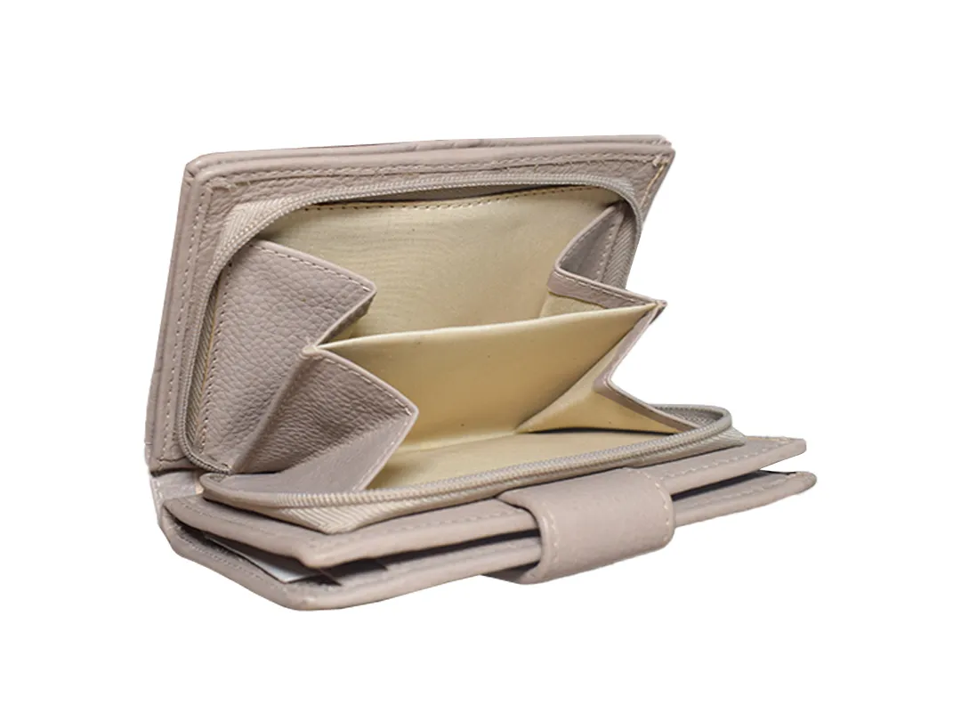Maev Womens Leather Wallet Beige - BIWW187