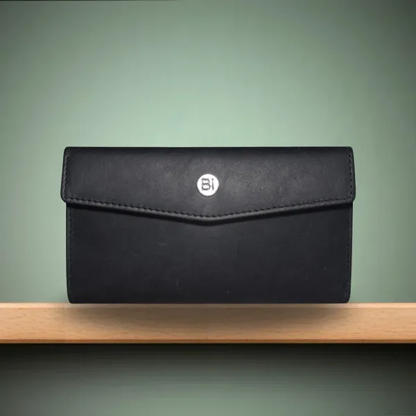 Eva Women's Leather Wallet Black - BIWW198